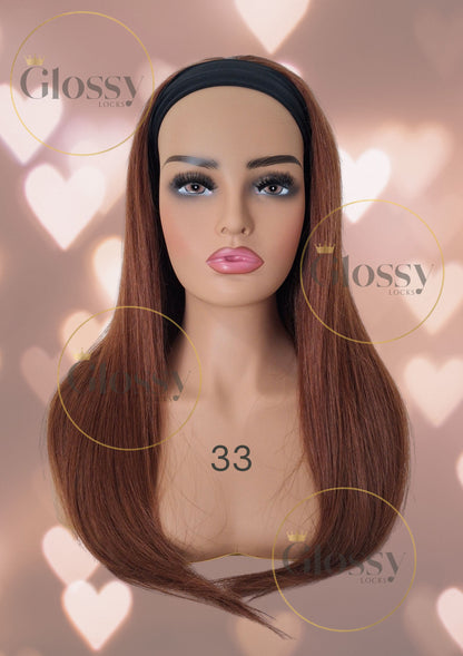 GlossyLocks Vibe Headband one piece hair extension, 3/4 head , 100% human hair