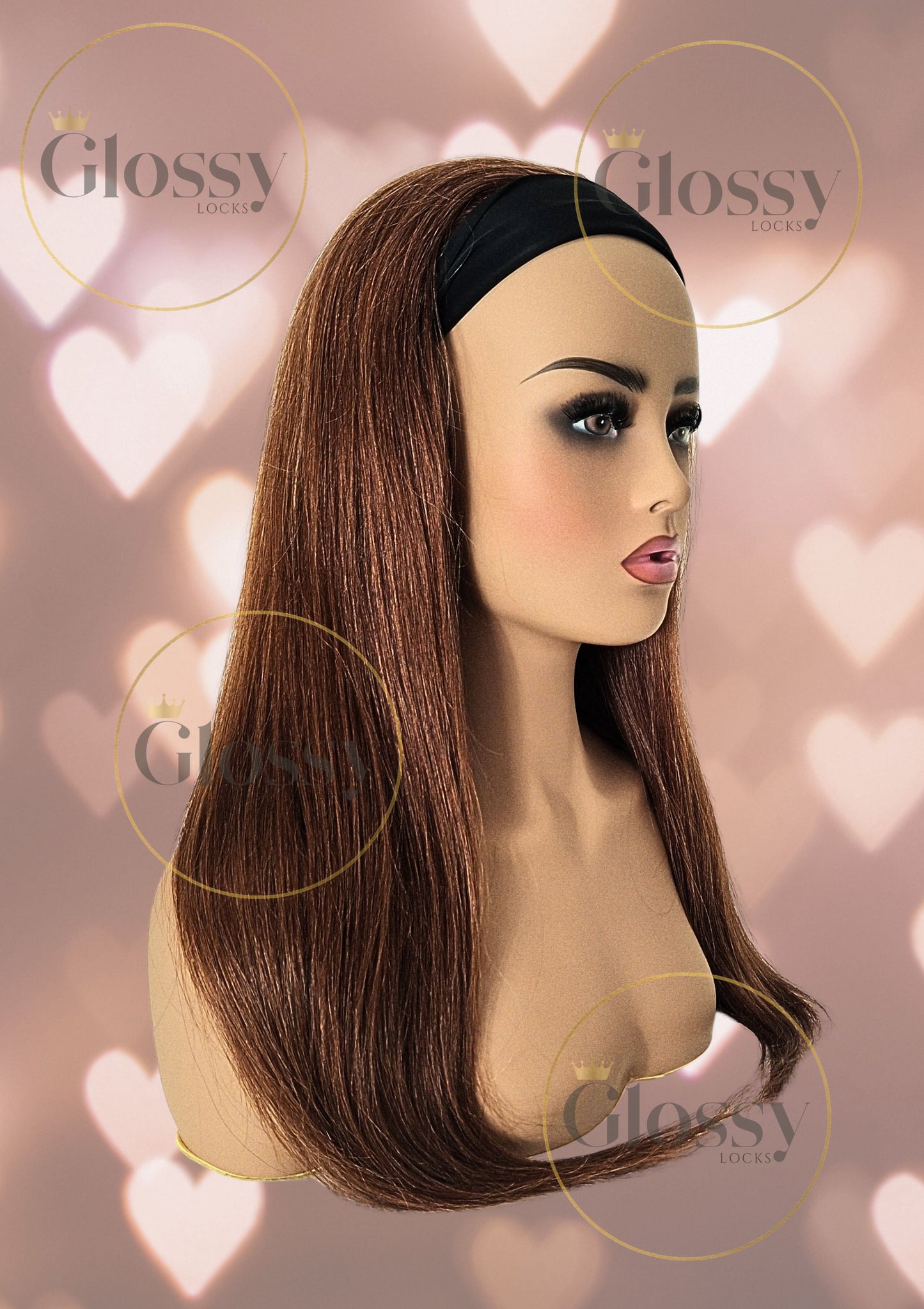 GlossyLocks Vibe Headband one piece hair extension, 3/4 head , 100% human hair