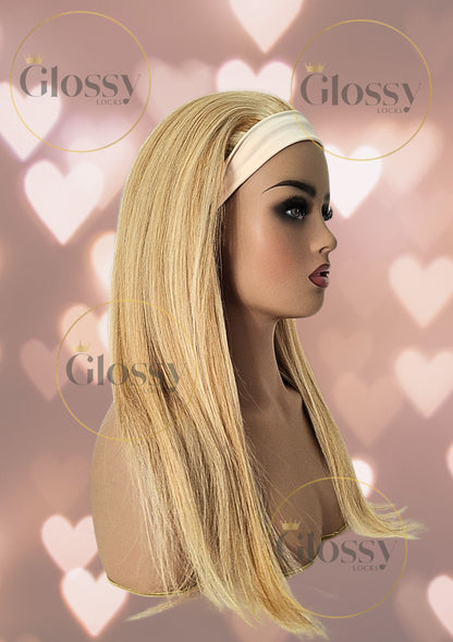 GlossyLocks Vibe Headband one piece hair extension, 3/4 head , 100% human hair