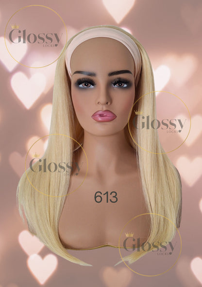 GlossyLocks Vibe Headband one piece hair extension, 3/4 head , 100% human hair