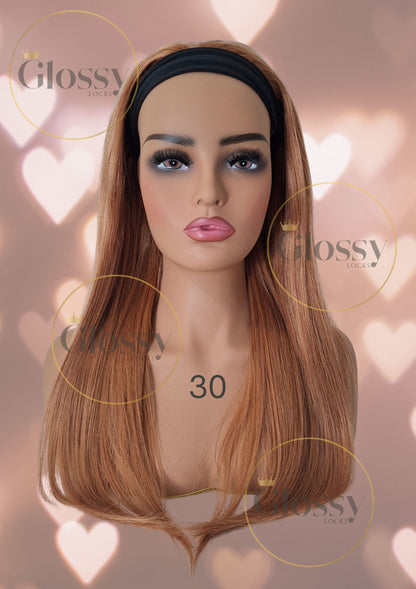 GlossyLocks Vibe Headband one piece hair extension, 3/4 head , 100% human hair