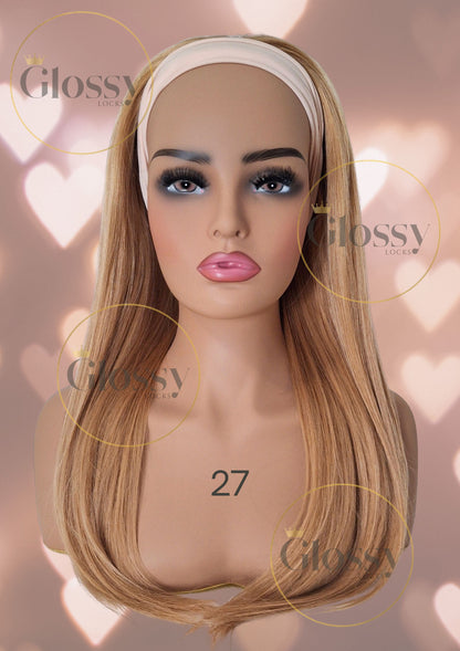 GlossyLocks Vibe Headband one piece hair extension, 3/4 head , 100% human hair