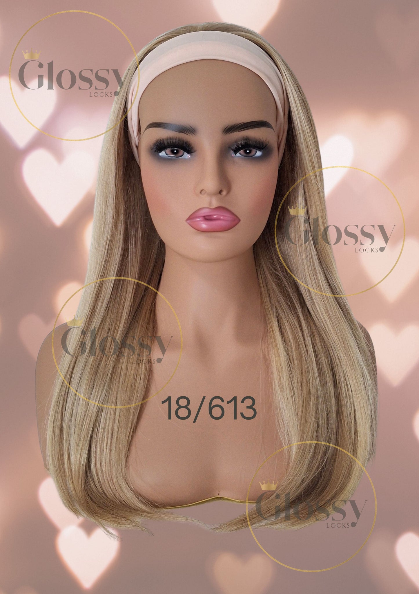GlossyLocks Vibe Headband one piece hair extension, 3/4 head , 100% human hair