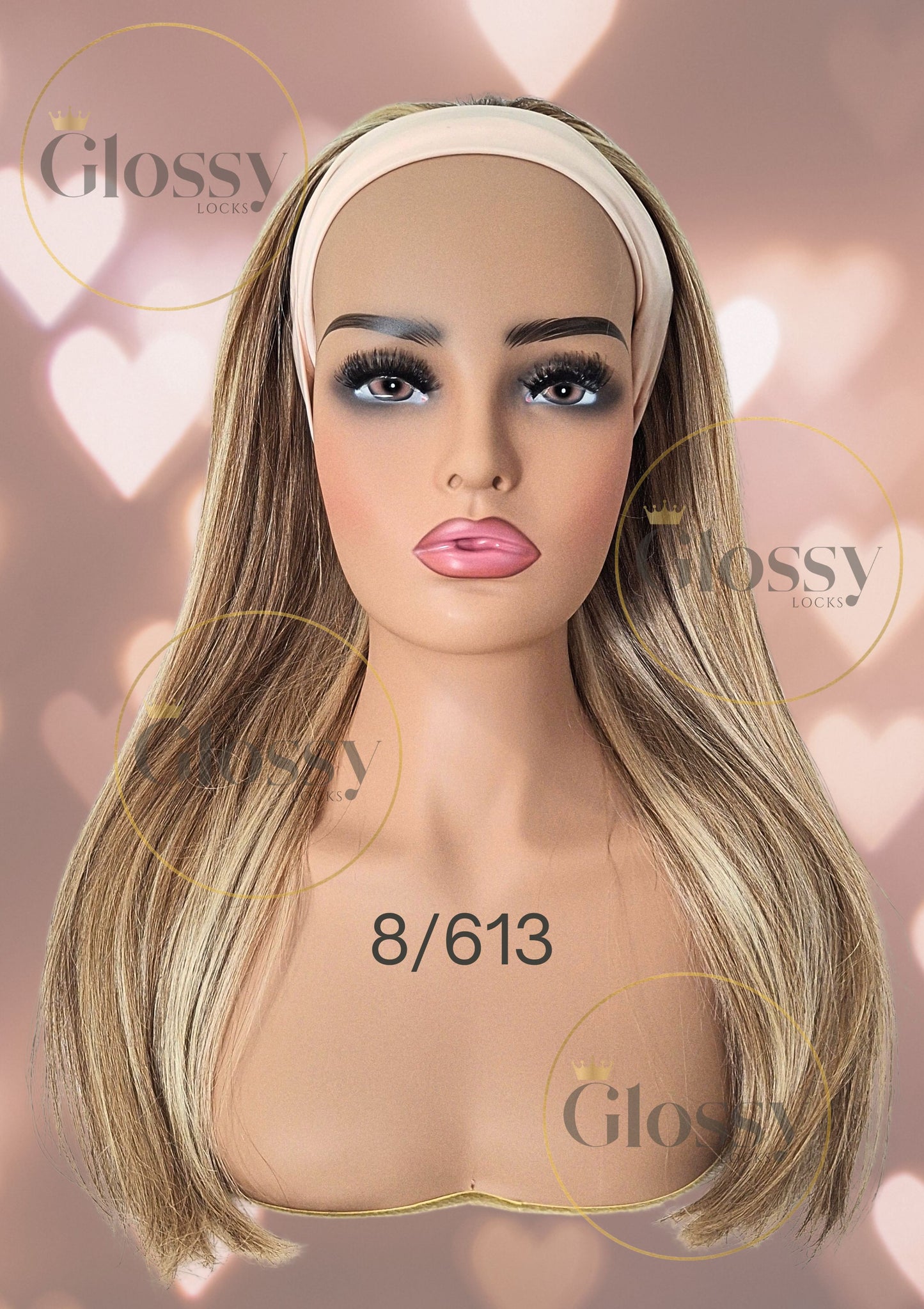 GlossyLocks Vibe Headband one piece hair extension, 3/4 head , 100% human hair