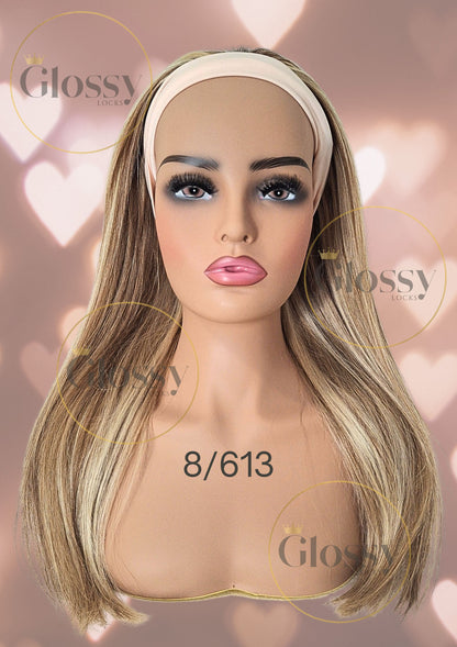 GlossyLocks Vibe Headband one piece hair extension, 3/4 head , 100% human hair